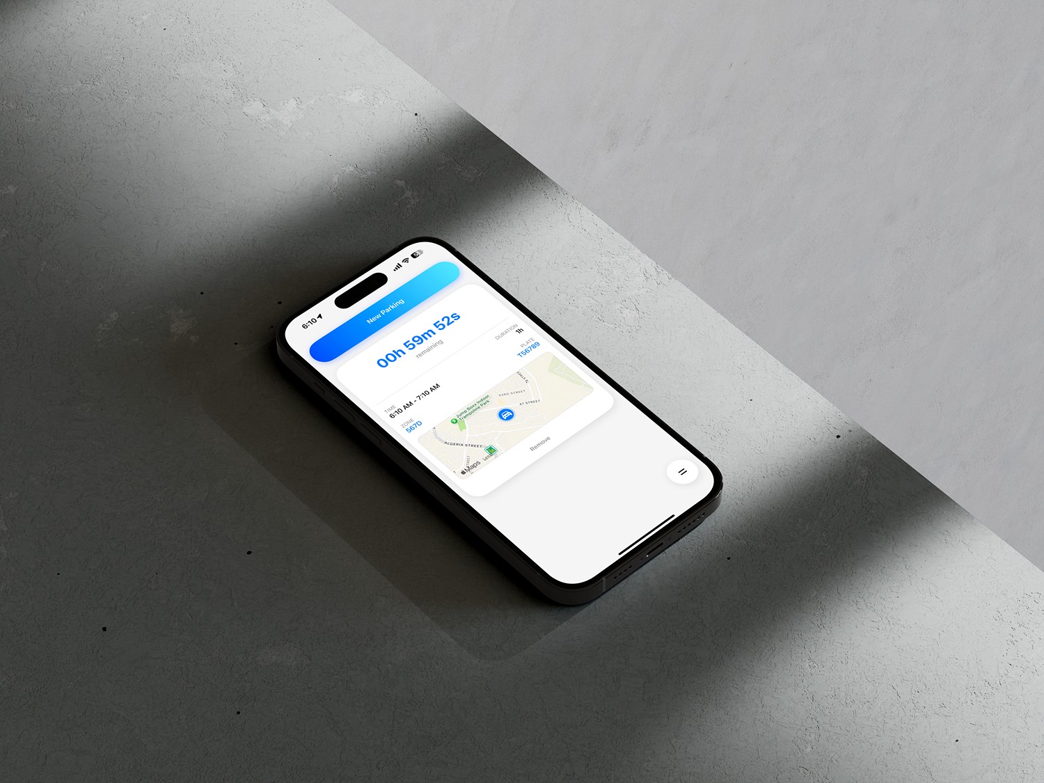 واجهة تصميم تطبيق مواقف دبي